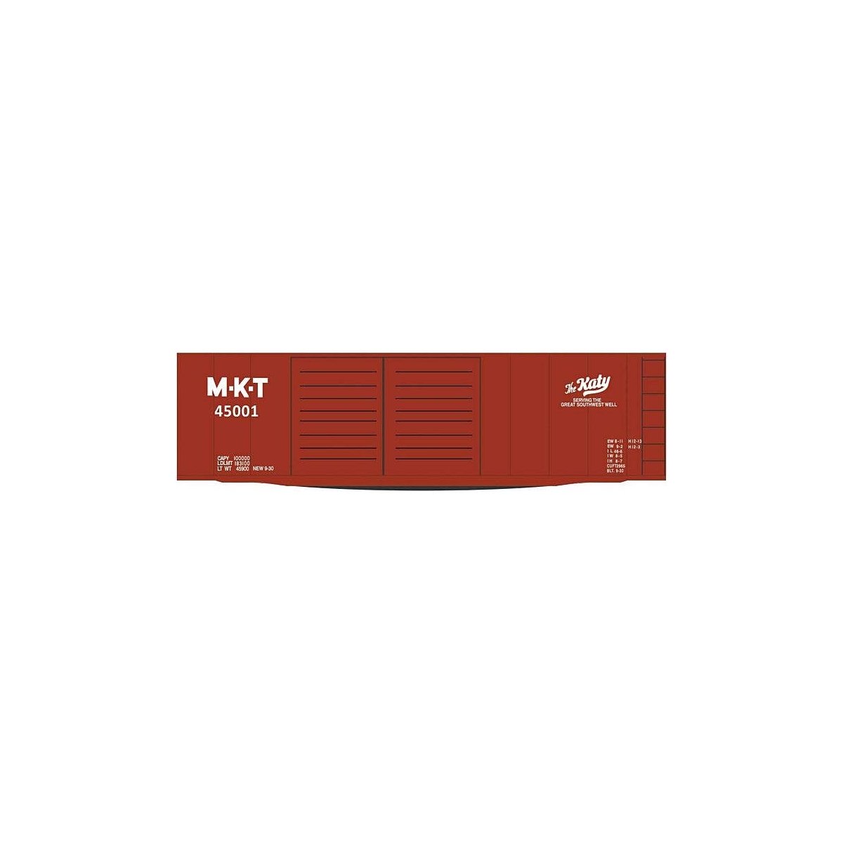 Railroad Decal Set -- Missouri-Kansas-Texas 40′ Double-Door Steel Boxcar (Katy Logo), HO, Tichy Train Group 10307
