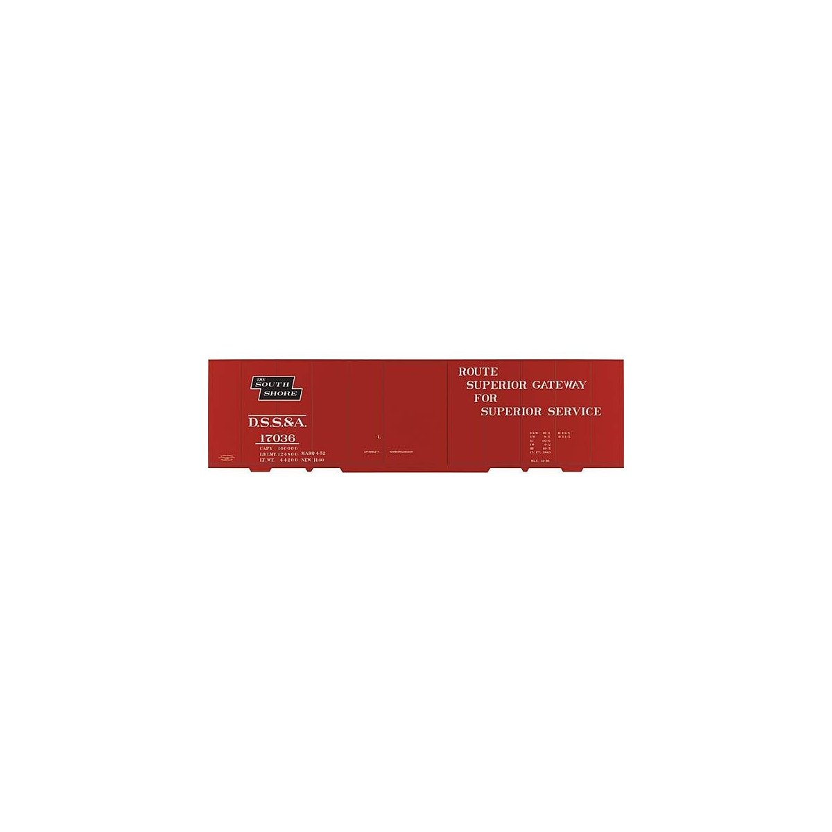 Railroad Decal Set -- Duluth, South Shore & Atlantic 40′ Steel Boxcar (South Shore Logo), HO, Tichy Train Group 10137