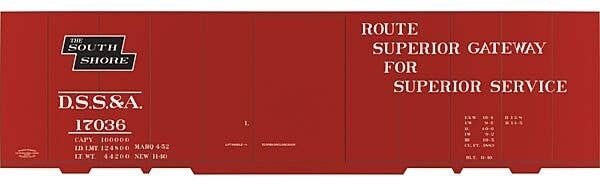 Railroad Decal Set -- Duluth, South Shore & Atlantic 40′ Steel Boxcar (South Shore Logo), HO, Tichy Train Group 10137