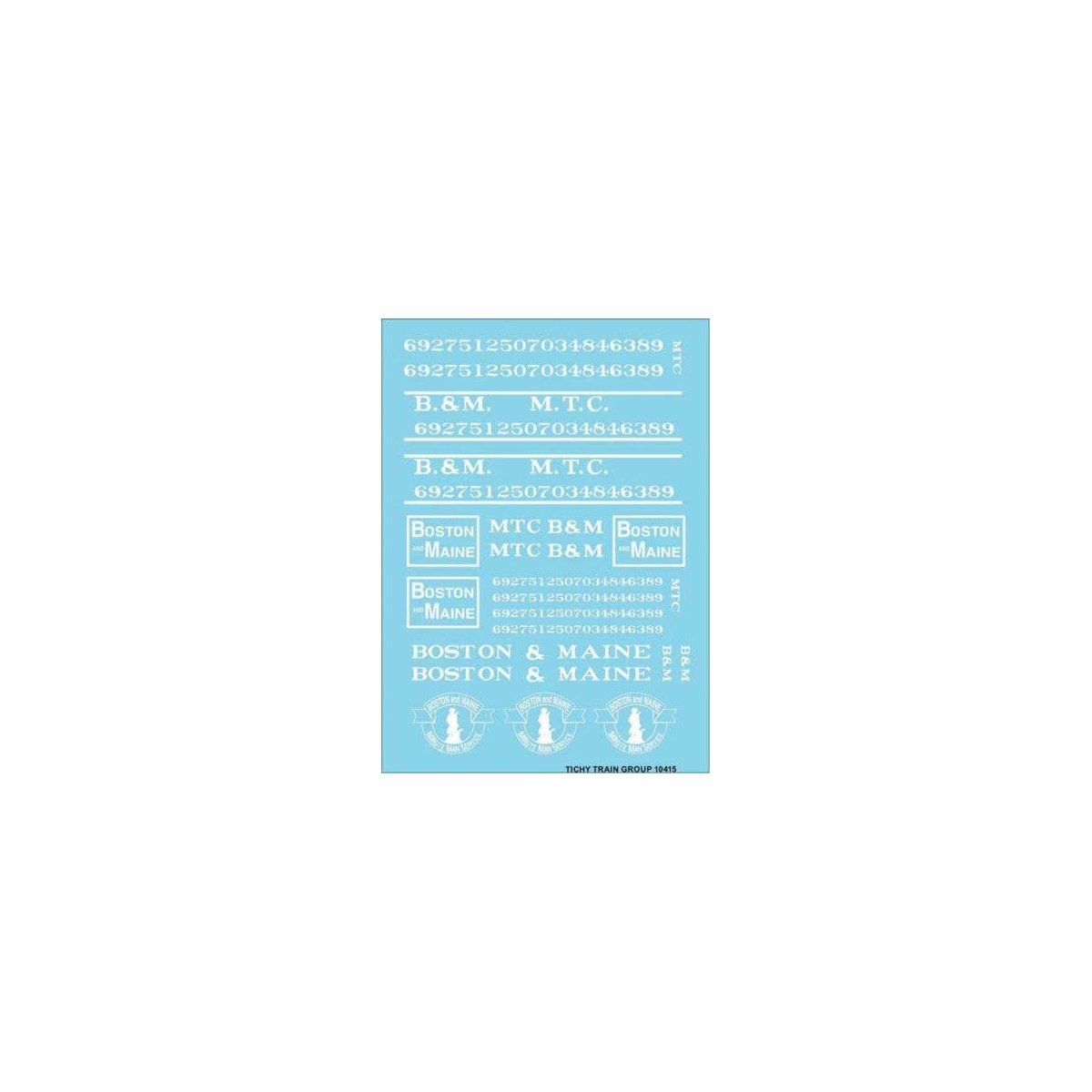 Railroad Decal Set -- Boston & Maine - MTC Roadname Set (white), N, Tichy Train Group 10415N