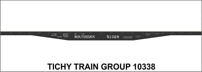 Railroad Decal Set -- Southern Railway 53`6` Steel Flatcar (black car), HO, Tichy Train Group 10338