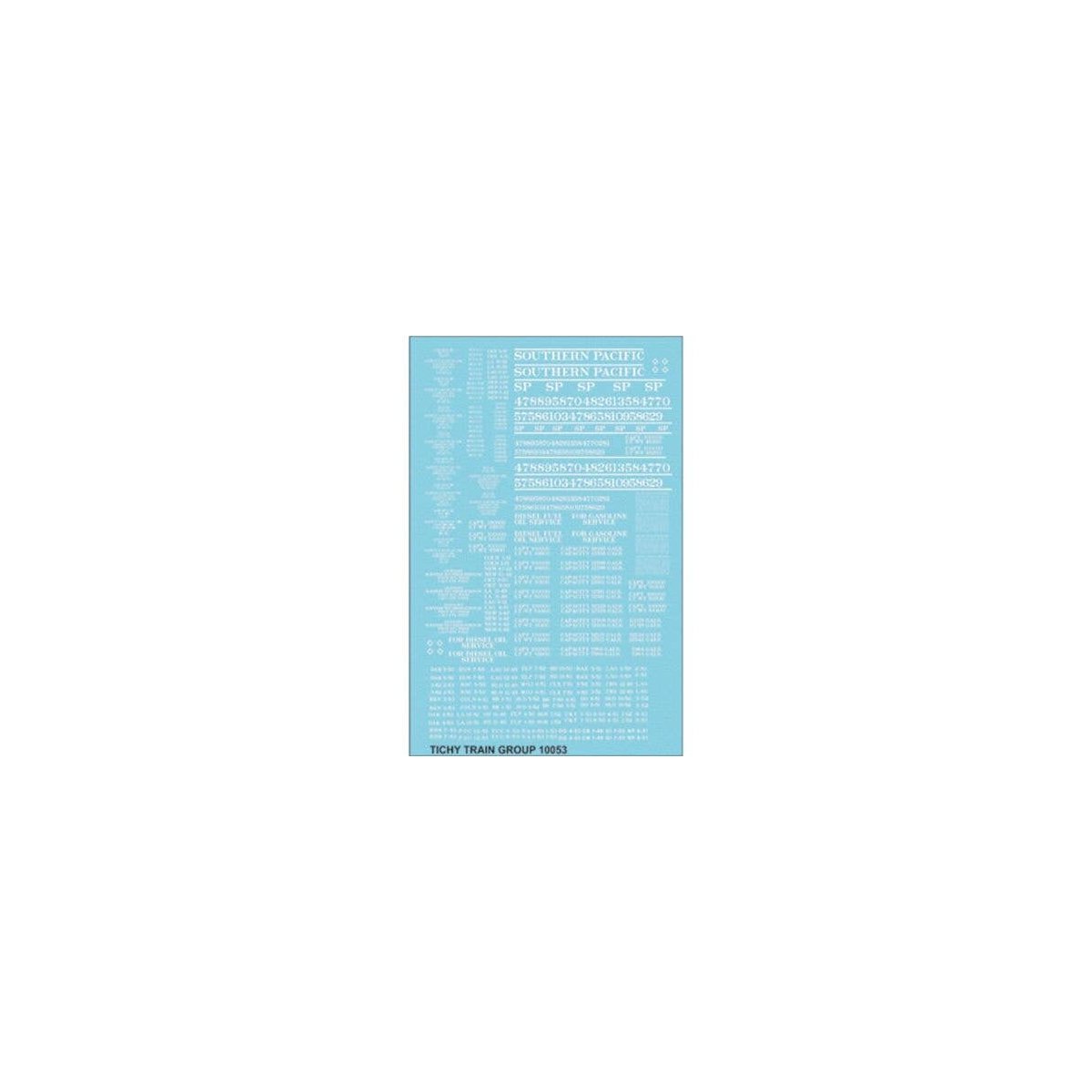 Railroad Decal Set -- Southern Pacific MOW Tank Cars (white lettering), HO, Tichy Train Group 10053