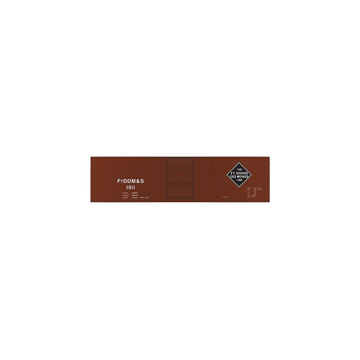 Railroad Decal Set -- Fort Dodge, Des Moines & Southern 40′ Steel Boxcar (Large Black Diamond , HO, Tichy Train Group 10118