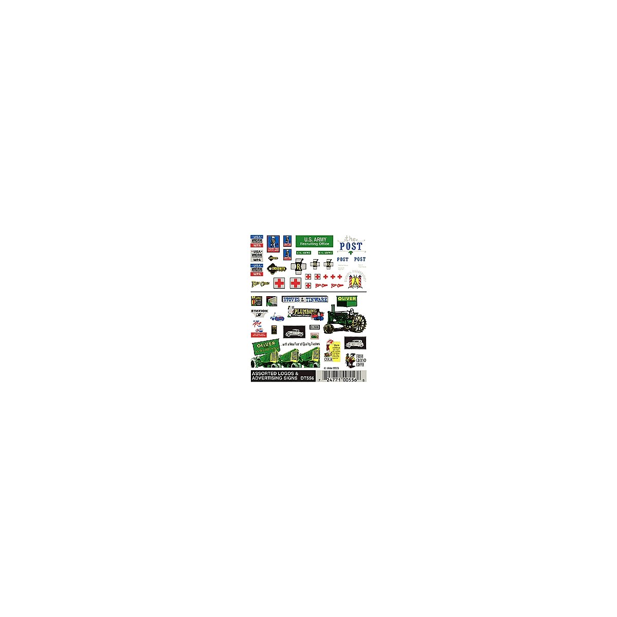Dry Transfer Signs -- Assorted Logos & Advertising, HO, Woodland Scenics 556