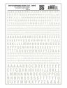Dry Transfer Alphabet & Numbers - Condensed Railroad Gothic -- White, All Scales, Woodland Scenics 738