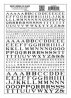 Dry Transfer Alphabet - Railroad Roman - 1/16, 3/32, 1/8, 3/16, 1/4 & 5/16′ -- Black, All Scales, Woodland Scenics 701