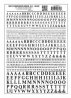 Dry Transfer Alphabet & Numbers - Condensed Railroad Roman -- Black, All Scales, Woodland Scenics 718