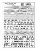Dry Transfer Alphabet & Numbers - 45-Degree USA Gothic (Military Style) -- Black, All Scales, Woodland Scenics 739