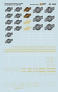 Chicago & North Western - CNW -- 40 & 50′ Boxcars (Yellow & White Lettering) 1944-196, HO, Microscale Industries Inc 871333