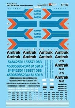 Amtrak -- EMD E, F & F40PH Diesels Phase I Scheme 1970, HO, Microscale Industries Inc 87100