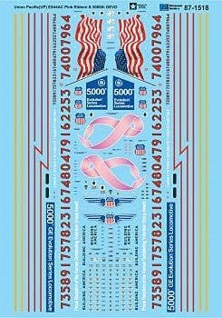 Railroad Decal Set -- Union Pacific ES44AC Pink Ribbon (Breast Cancer Awareness) & 50, HO, Microscale Industries Inc 871518