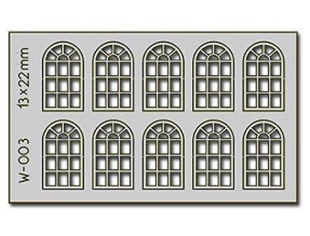 14 Pane Arched Windows 10 pcs 13X22mm - HO-OO - Proses W-003