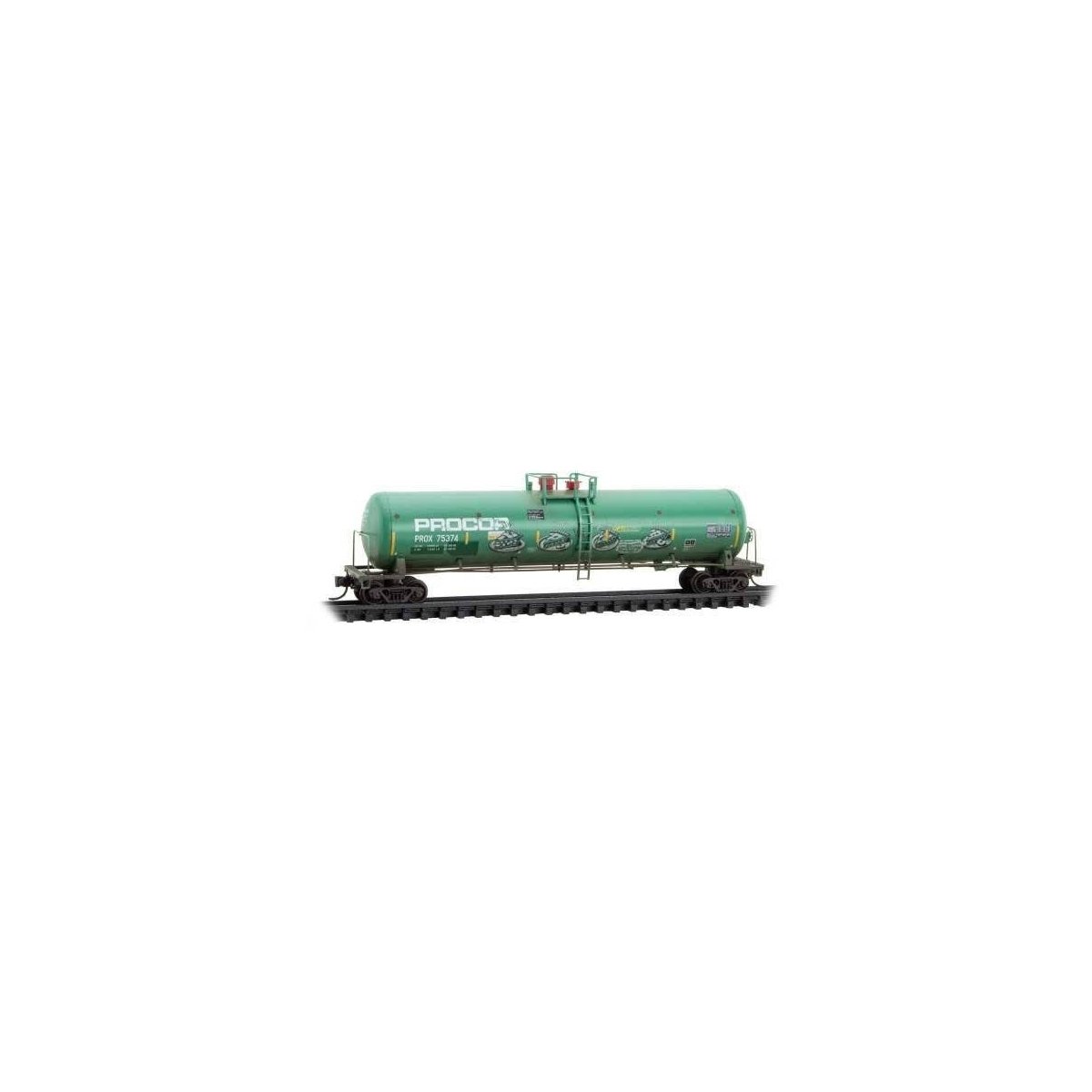 56′ General-Service Tank Car - Ready to Run -- Procor PROX 75374 9Weathered, green, graffiti), N, Micro Trains Line 11044650