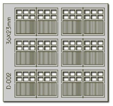 6 Lite Dbl Unit Garage Doors - 6 pcs 36X23mm - HO-OO - Proses D-002