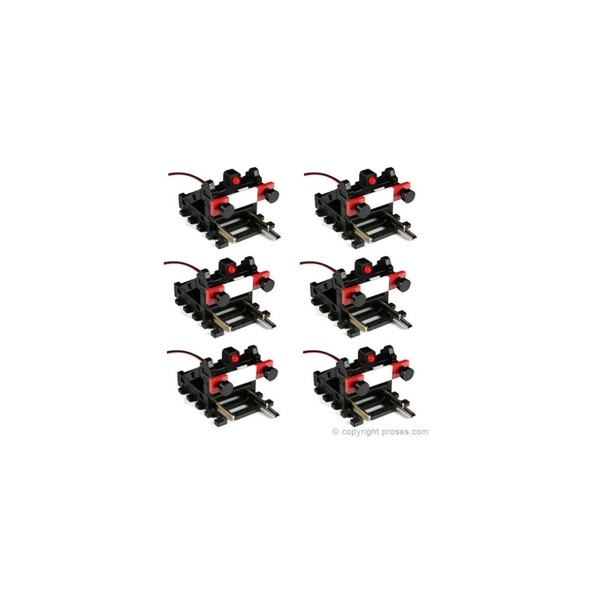 Buffer Stop w-Light - 6 pack - HO-OO - Proses BF-HO-02-6