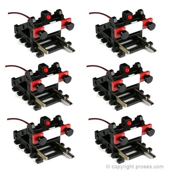 Buffer Stop w-Light - 6 pack - HO-OO - Proses BF-HO-02-6