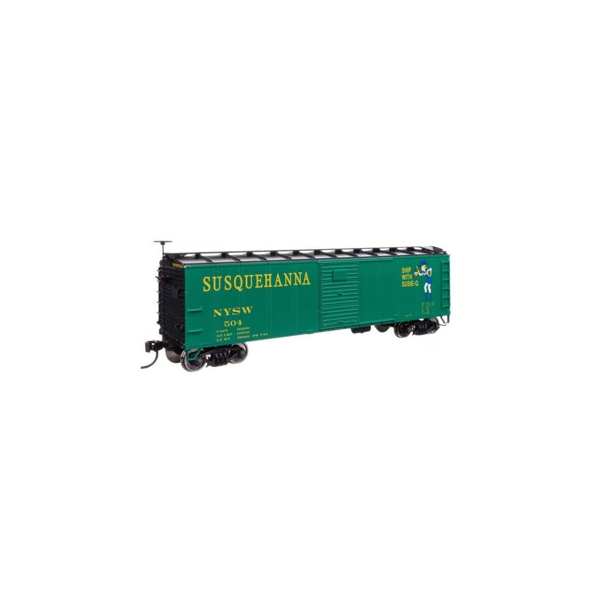 40′ Steel Boxcar with Murphy Ends - Ready to Run -- New York, Susquehanna & Western 504, HO, WalthersMainline 41070