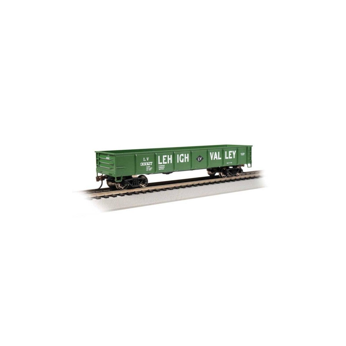 40′ Gondola - Ready to Run - Silver Series(R) -- Lehigh Valley 33327 (green, white, black), HO, Bachmann Industries 17226