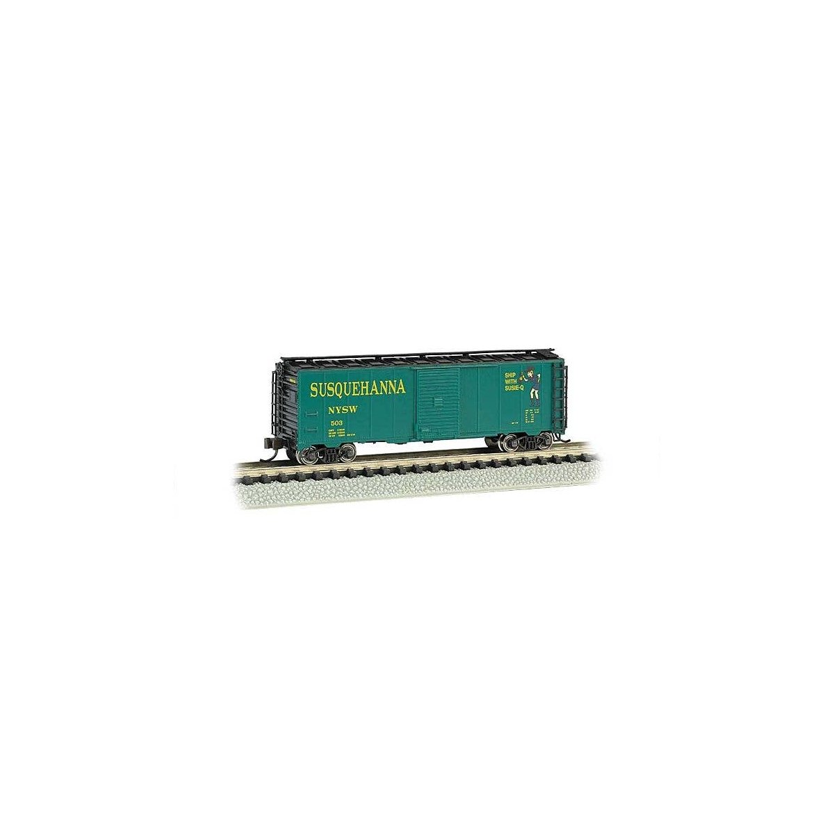 AAR 40′ Steel Boxcar - Ready to Run - Silver Series(R) -- New York, Susquehanna & Western (gr, N, Bachmann Industries 17058