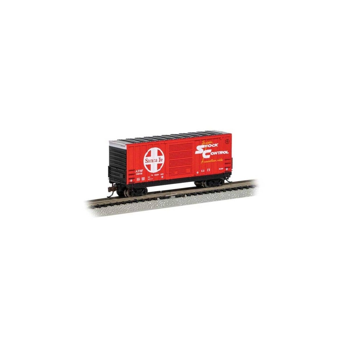 40′ Hi-Cube Boxcar - Ready to Run -- Atchsion, Topeka & Santa Fe 14044 (red, black, white Lar, N, Bachmann Industries 18251