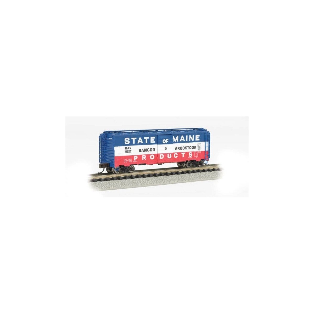 AAR 40′ Steel Boxcar - Ready to Run - Silver Series(R) -- Bangor & Aroostook (red, white, blu, N, Bachmann Industries 17056