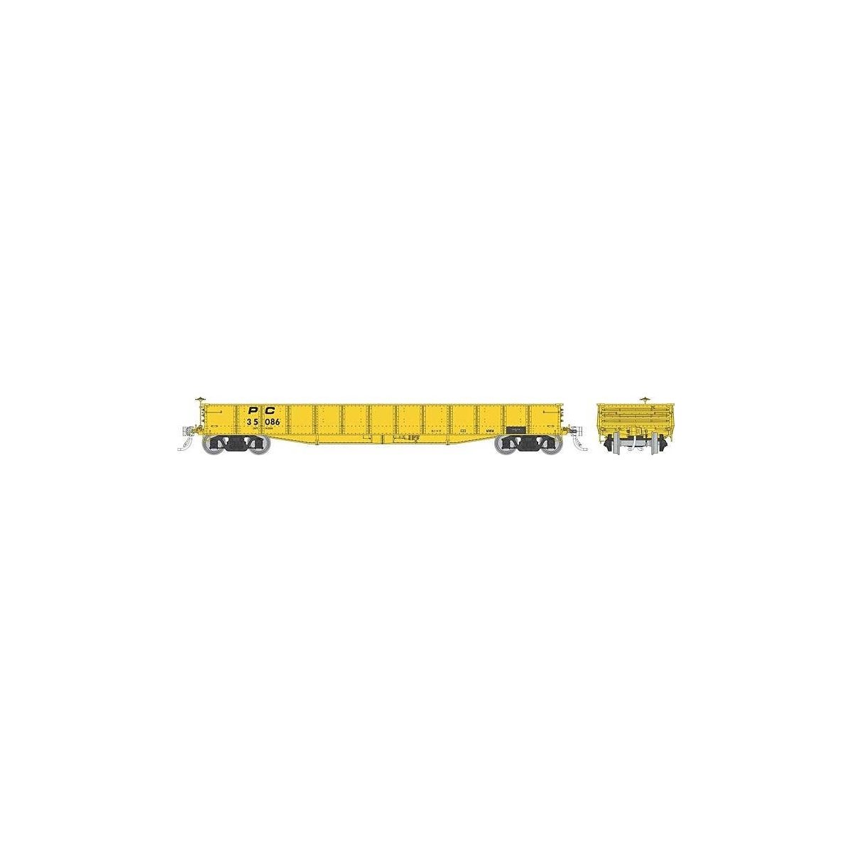 Class G22 Steel Gondola 3-Pack - Ready to Run -- Penn Central (MOW yellow, Three-Rib End), HO, Rapido Trains Inc 194008