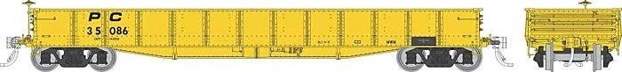 Class G22 Steel Gondola 3-Pack - Ready to Run -- Penn Central (MOW yellow, Three-Rib End), HO, Rapido Trains Inc 194008
