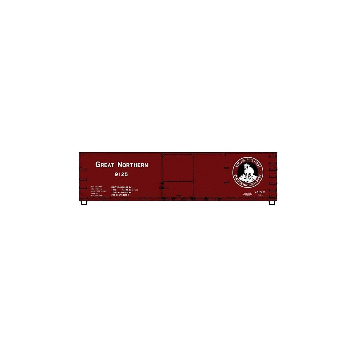 USRA 40′ Double-Sheathed Wood Boxcar - Kit -- Great Northern (Boxcar Red, black, See America First , HO, Accurail Inc 81921