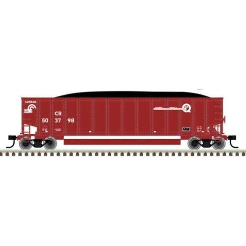 Aluminum Coal Gondola - Ready to Run -- Conrail 504158 (Boxcar Red, Quality Logo), HO, Trainman 20007713