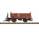 High-Side Wood Gondola - Ready to Run -- German State Railroad DR (Era III, Boxcar Red, black), G, LGB 40557