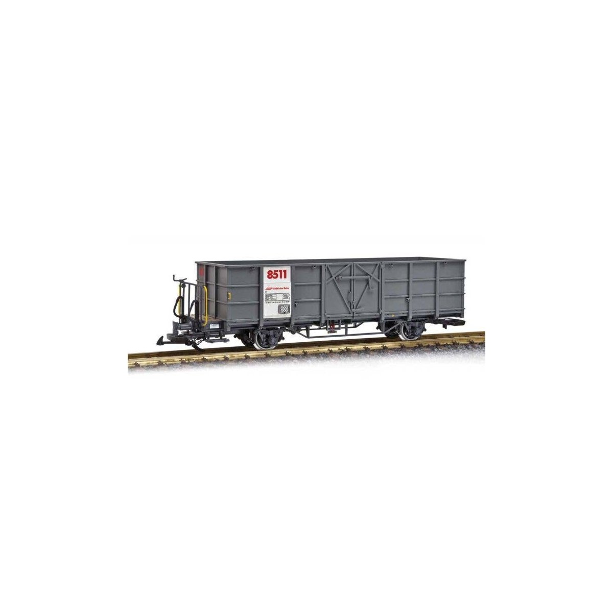 High-Sided Gondola - Ready to Run -- Rhaetian Railway RhB (Era VI, gray, white, red), G, LGB 40881