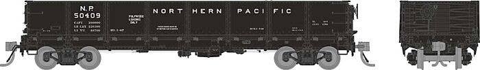 NP 40′ Drop-Bottom Gondola 6-Pack - Ready to Run -- Northern Pacific Set 1 (black, white, Pulpwood Service), HO, Rapido Trains