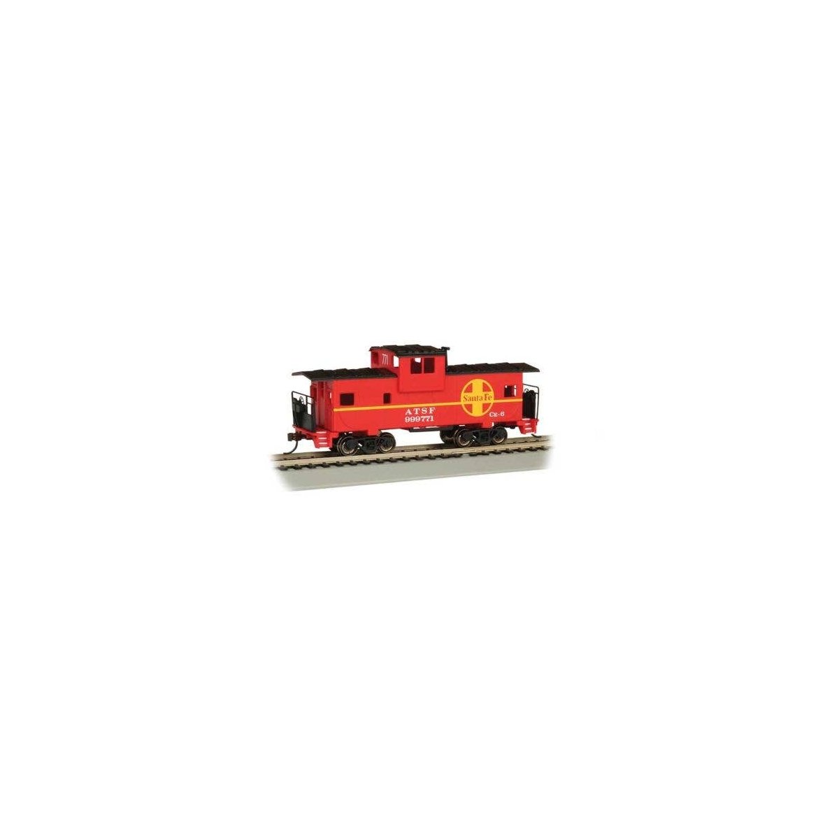 36′ Wide-Vision Caboose - Ready to Run - Silver Series(R) -- Atchison, Topeka & Santa Fe 999, HO, Bachmann Industries 17704