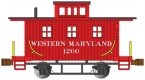 Old-Time Wood Bobber Caboose - Ready to Run -- Western Maryland 1200 (red, black), N, Bachmann Industries 15755