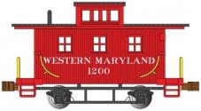 Old-Time Wood Bobber Caboose - Ready to Run -- Western Maryland 1200 (red, black), N, Bachmann Industries 15755