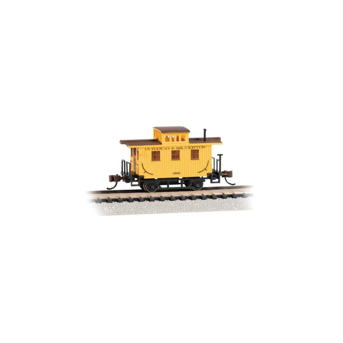 Old-Time Wood Bobber Caboose - Ready to Run -- Durango & Silverton (yellow, Boxcar Red), N, Bachmann Industries 15757
