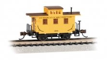 Old-Time Wood Bobber Caboose - Ready to Run -- Durango & Silverton (yellow, Boxcar Red), N, Bachmann Industries 15757