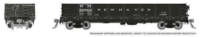 NP 40′ Drop-Bottom Gondola 6-Pack - Ready to Run -- New Haven Set 1 (black), HO, Rapido Trains Inc 163015