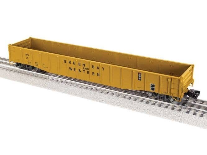 Pullman-Standard PS-5 50′ Gondola - 3-Rail - Ready to Run -- Green Bay & Western 33 (yellow, black), O, Lionel 2526540
