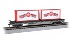 50′ Flatcar w/Containers - Ready to Run -- Ringling Bros. and Barnum & Bailey 80701 (silver,, HO, Bachmann Industries 16615