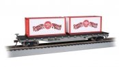 50′ Flatcar w/Containers - Ready to Run -- Ringling Bros. and Barnum & Bailey 80701 (silver,, HO, Bachmann Industries 16615