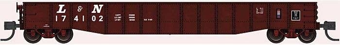 52`6` 15-Panel Mill Gondola - Lightly Dented Sides - Ready to Run -- Louisville & Nashville 174126 (Boxcar Red, white), N, Blufo