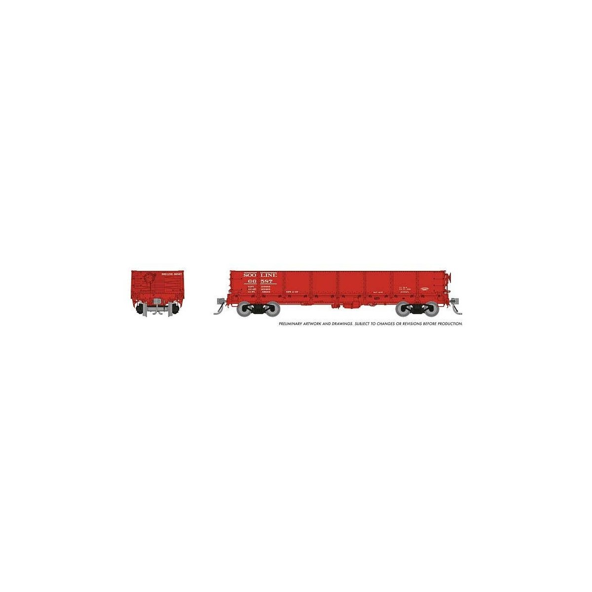 NP 40′ Drop-Bottom Gondola - Ready to Run -- Soo Line Random from Set 1 (Boxcar Red, white), HO, Rapido Trains Inc 163016A