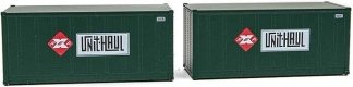 20′ Smooth-Side Container with Right Side Door 2-Pack - Ready to Run -- Railway Express Agen, HO, Walthers SceneMaster 8681