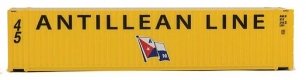 45′ CIMC Container - Assembled -- Antillean Line (yellow, black, blue, red), HO, Walthers SceneMaster 8551