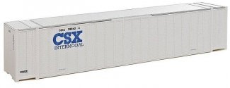 48′ Ribbed Side Container - Assembled -- CSX Intermodal (white, blue), HO, Walthers SceneMaster 8464