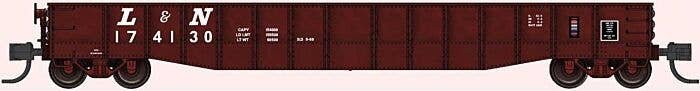 52`6` 15-Panel Mill Gondola - Medium Dented Sides - Ready to Run -- Louisville & Nashville 174130 (Boxcar Red, white), N, Blufor