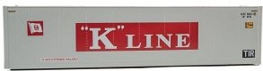 40′ Hi Cube Smooth Side Reefer Container - Assembled -- K-Line (grey, red, white), HO, Walthers SceneMaster 8351