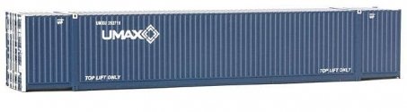 53′ Singamas Corrugated-Side Container - Assembled -- UMAX (blue, white), HO, Walthers SceneMaster 8524