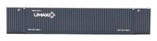 53′ Singamas Corrugated-Side Container - Assembled -- UMAX (blue, white), HO, Walthers SceneMaster 8524